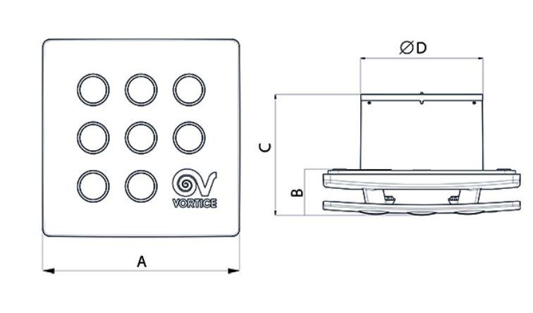 Vortice Punto Four MFO 120 dimensions